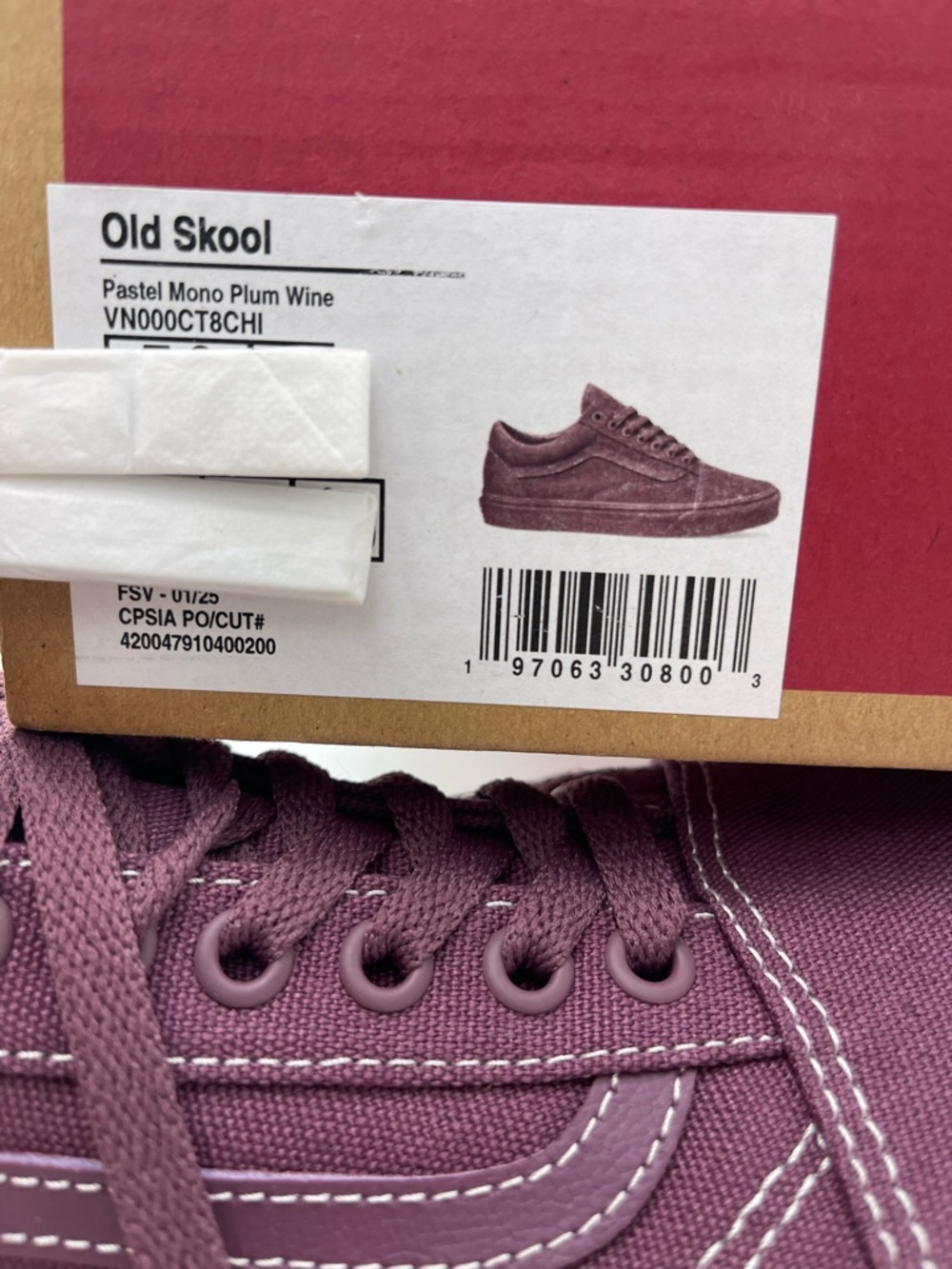 Vans Men’s Old Skool Plum Wine Pastel Mono Sneakers NWT - Picture 4 of 16